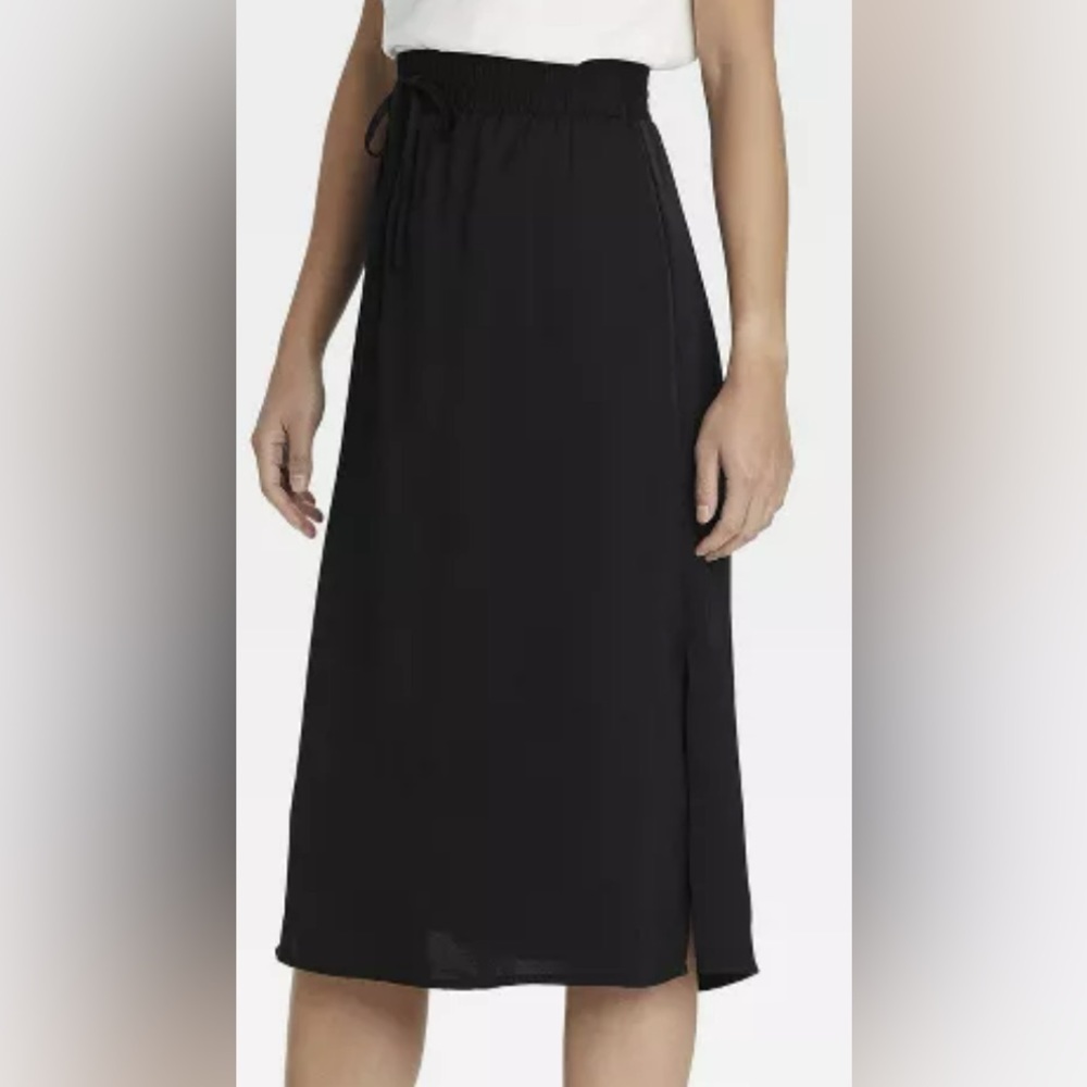A New Day High-Rise Midi Slip Skirt, Small, Black